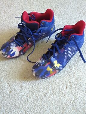 3 For $30. Under Armour Kids Blue, Red & Gold Football Cleats
